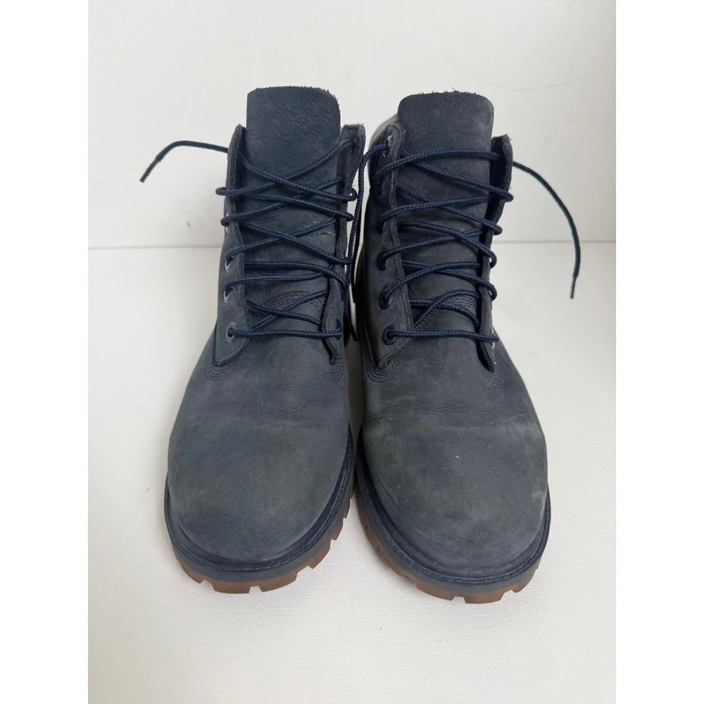 Timberland 6 Inch Premium Waterproof Boots Navy Blue Nubuck Leather Mens Sz 6.5